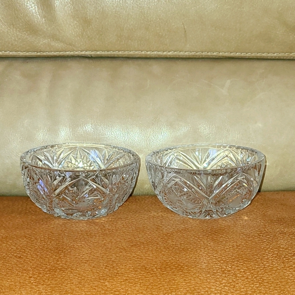 Two Bohemian crystal glass vases